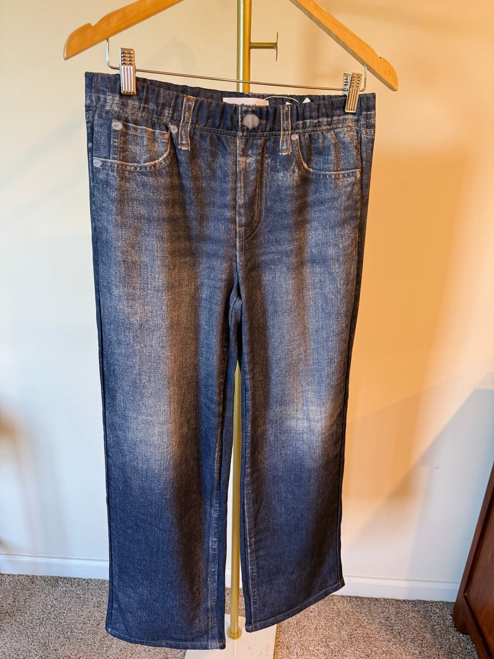 NWT Mila Rosabella Jeans Women's Large Blue Relaxed Fit Whiskered Wide Leg